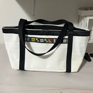 Nautical Recycled Sailcloth White and Black Tote Bag